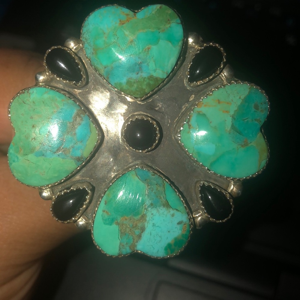 M&S Turquoise with black onyx sterling silver ring